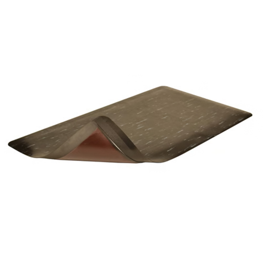 Marble Sof-Tyle Grande Anti-Fatigue Mat 1 Inch x 3x12 Ft. black corner curled up