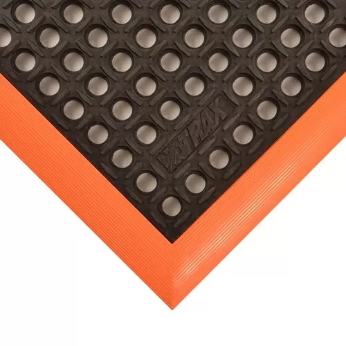 Safety Stance 4-Side Anti-Fatigue Mat 40x64 inch corner black orange.