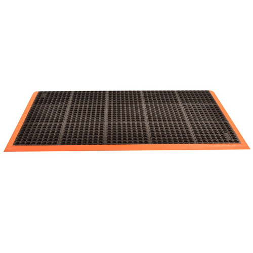 Safety Stance 3-Side Anti-Fatigue Mat 26x40 inch full tile black orange.