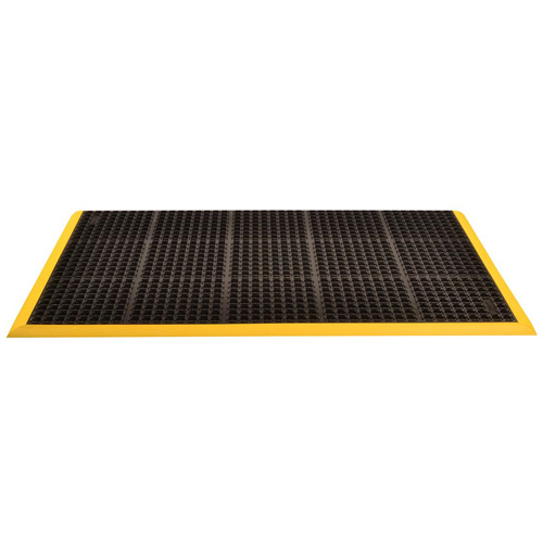 Safety Stance 3-Side Anti-Fatigue Mat 38x40 inch full tile black yellow.