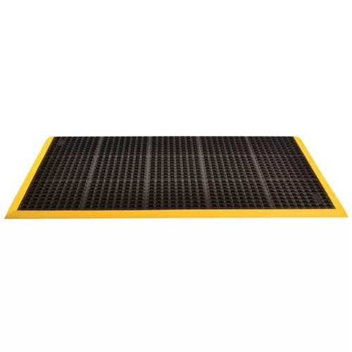 Safety Stance 4-Side Anti-Fatigue Mat 28x40 inch full tile black yellow.