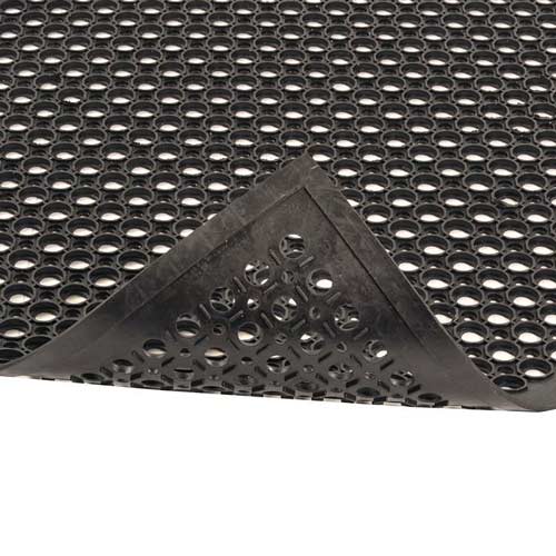 SaniTop Anti-Fatigue Mat 3X20 ft Black corner curl.