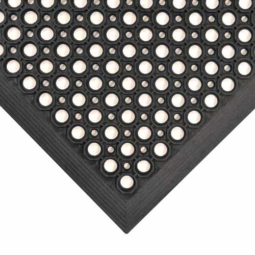 SaniTop Anti-Fatigue Mat 3X20 ft Black corner close.