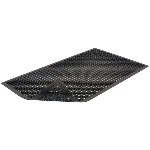 SaniTop Anti-Fatigue Mat 3X10 ft Black full ang left curl.