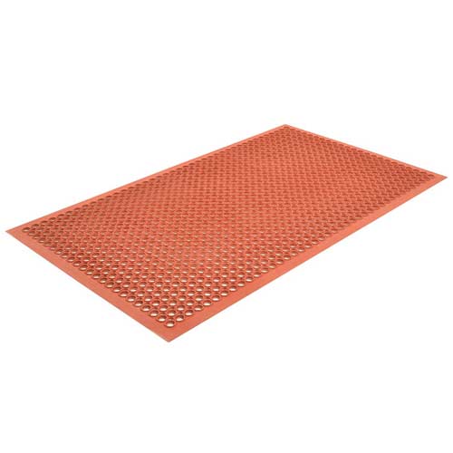 SaniTop Anti-Fatigue Mat 3X20 ft Red full ang left.