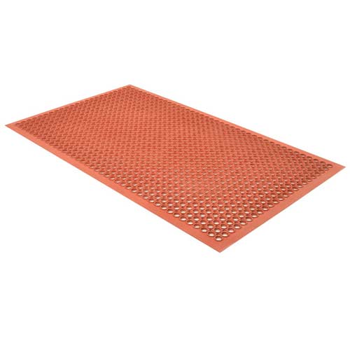 SaniTop Anti-Fatigue Mat 3X20 ft Red full ang right.