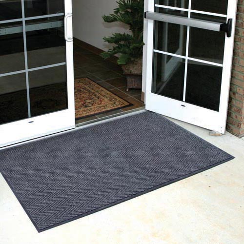 Charcoal Office Entrance Mat Chevron Rib 3x6 feet 