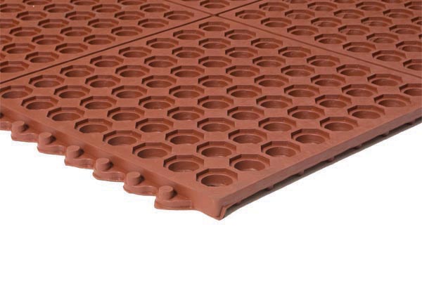 Choice 3' x 5' Red Grease-Proof Anti-Fatigue Closed-Cell Nitrile Rubber  Floor Mat with Drainage Holes - 3/4 Thick