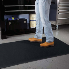 Cosmos V3206STBL14HP Standard Black Tailored Floor Mat with Blue Binding with Heelpad 