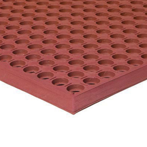 Choice 3' x 10' Red Rubber Grease-Resistant Anti-Fatigue Floor Mat with  Beveled Edge - 1/2 Thick