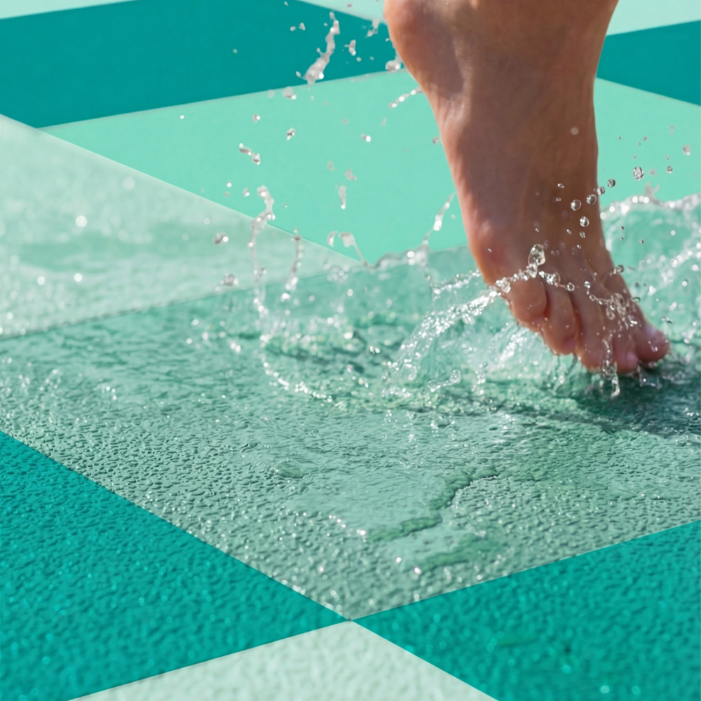 AquaTile Aquatic Flooring 3/8 Inch x 2x2 Ft. caribbean colors splashpad