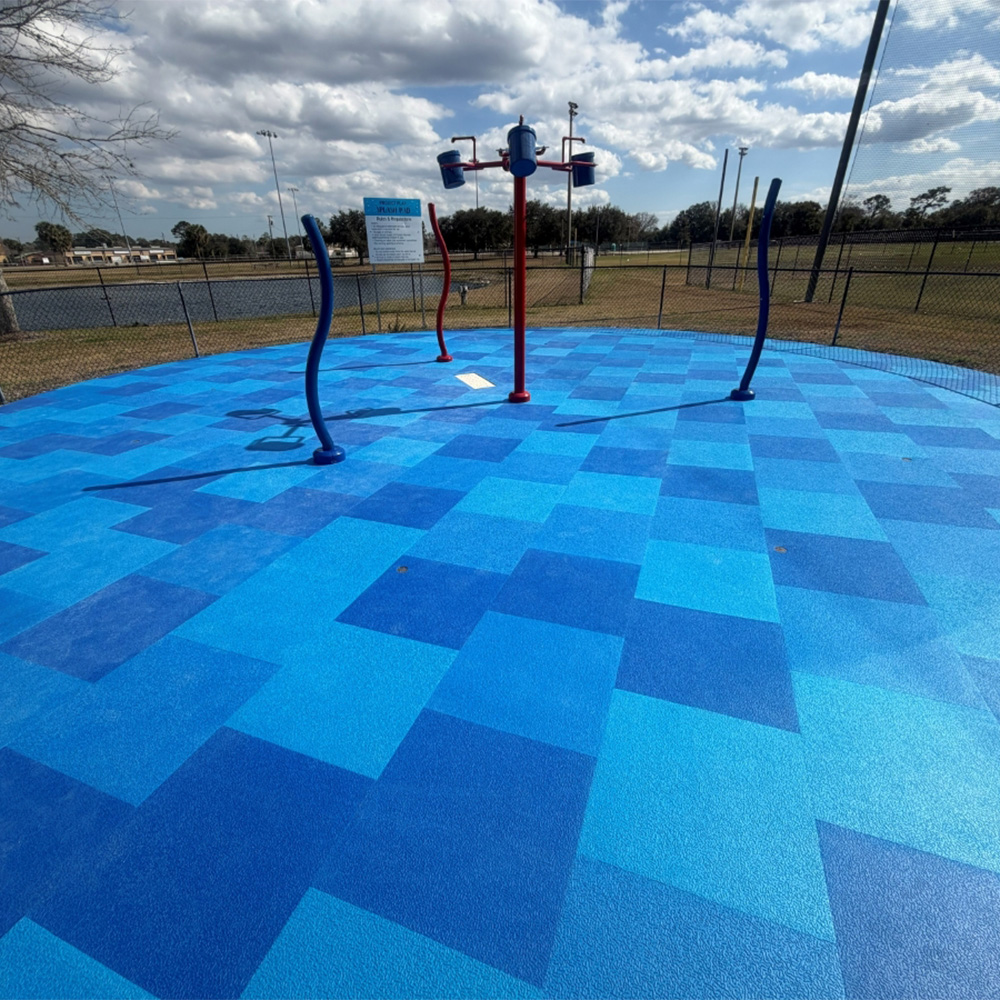 AquaTile Aquatic Flooring 3/8 Inch x 2x2 Ft. coastal colors splashpad install