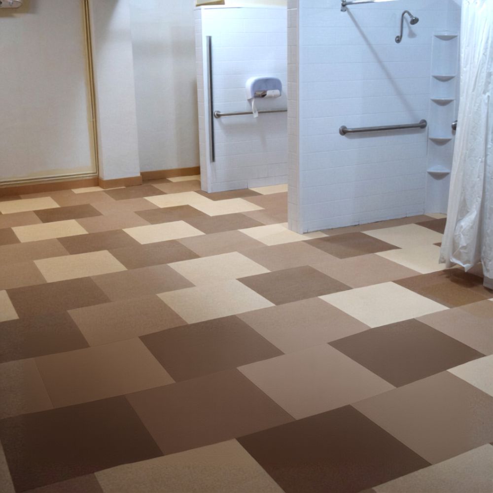 Splash AquaTile Aquatic Flooring 3/8 Inch x 2x2 Ft. dune colors locker room