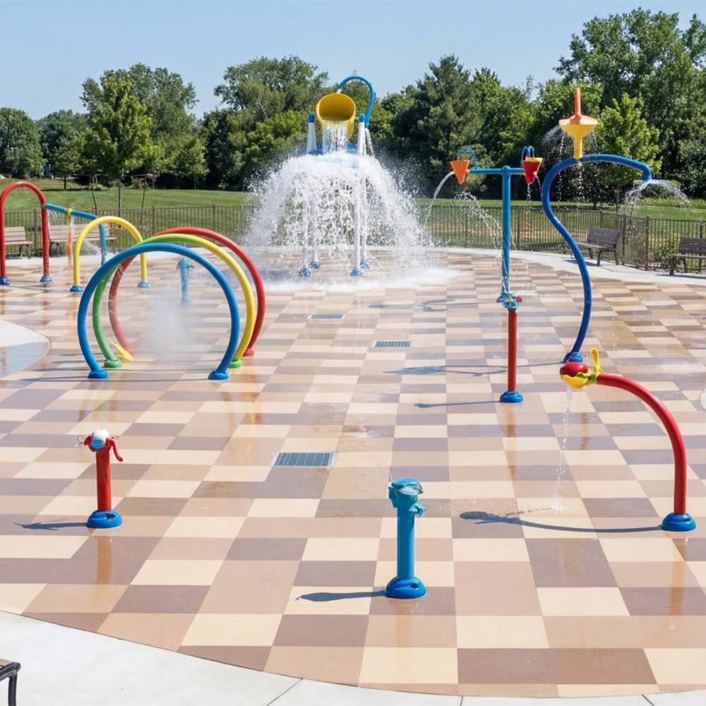 AquaTile Aquatic Flooring 3/8 Inch x 2x2 Ft. dune colors outdoor splashpad