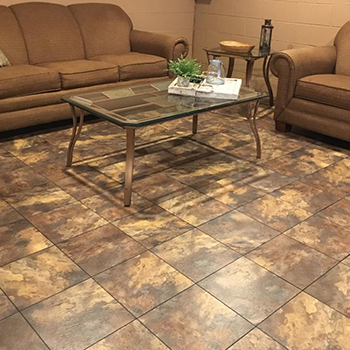 Modern stone look flooring tiles for basement