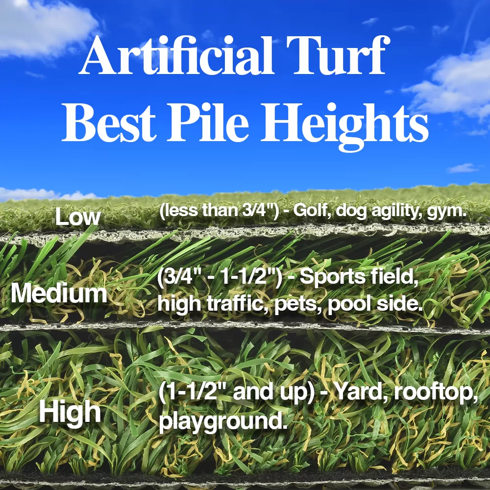 best pile heights artificial turf grass