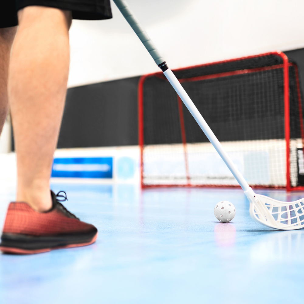 playing floorball with goal