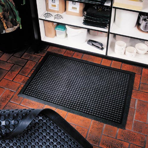 Bubble top anti-fatigue mats are slip resistant.
