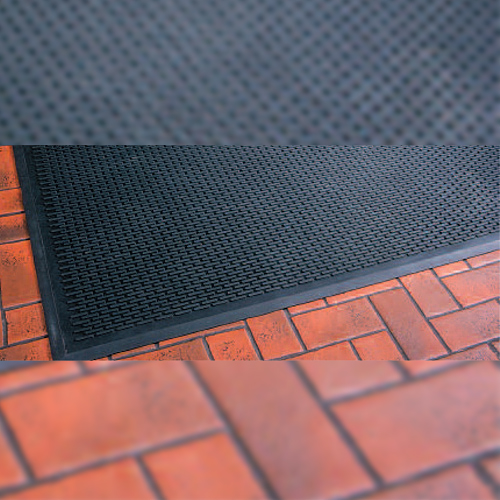 Choice 3' x 10' Black Rubber Ridge-Scraper Top Anti-Slip Safety Mat - 1/4  Thick