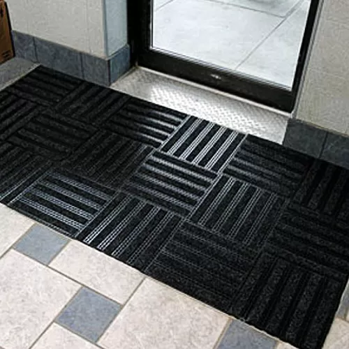 Entrance Tile 1/2 inch Black w/Charcoal Carpet cross install.