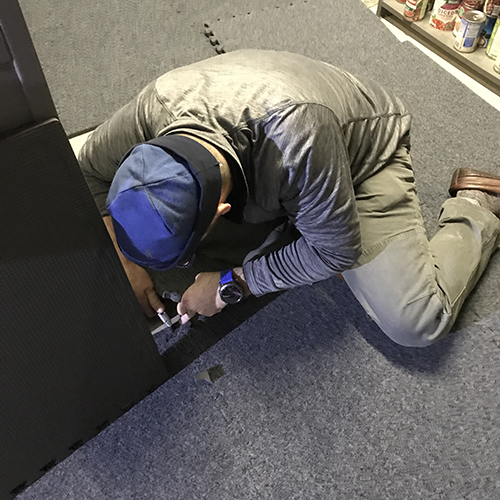 easy cutting and installing interlocking carpet tiles