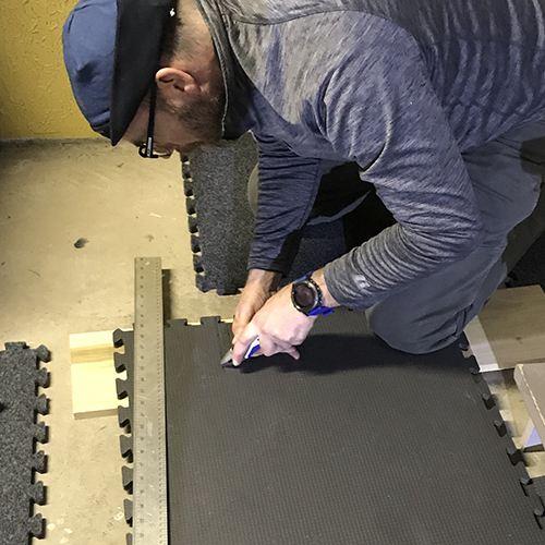 cutting carpet tiles for a perfect fit