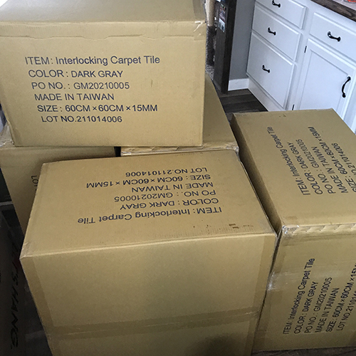 boxes of carpet tiles from greatmats