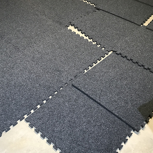 carpet tiles layout in basement family room