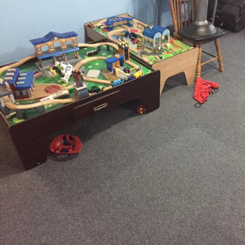 kids playroom with carpeting puzzle floor mats
