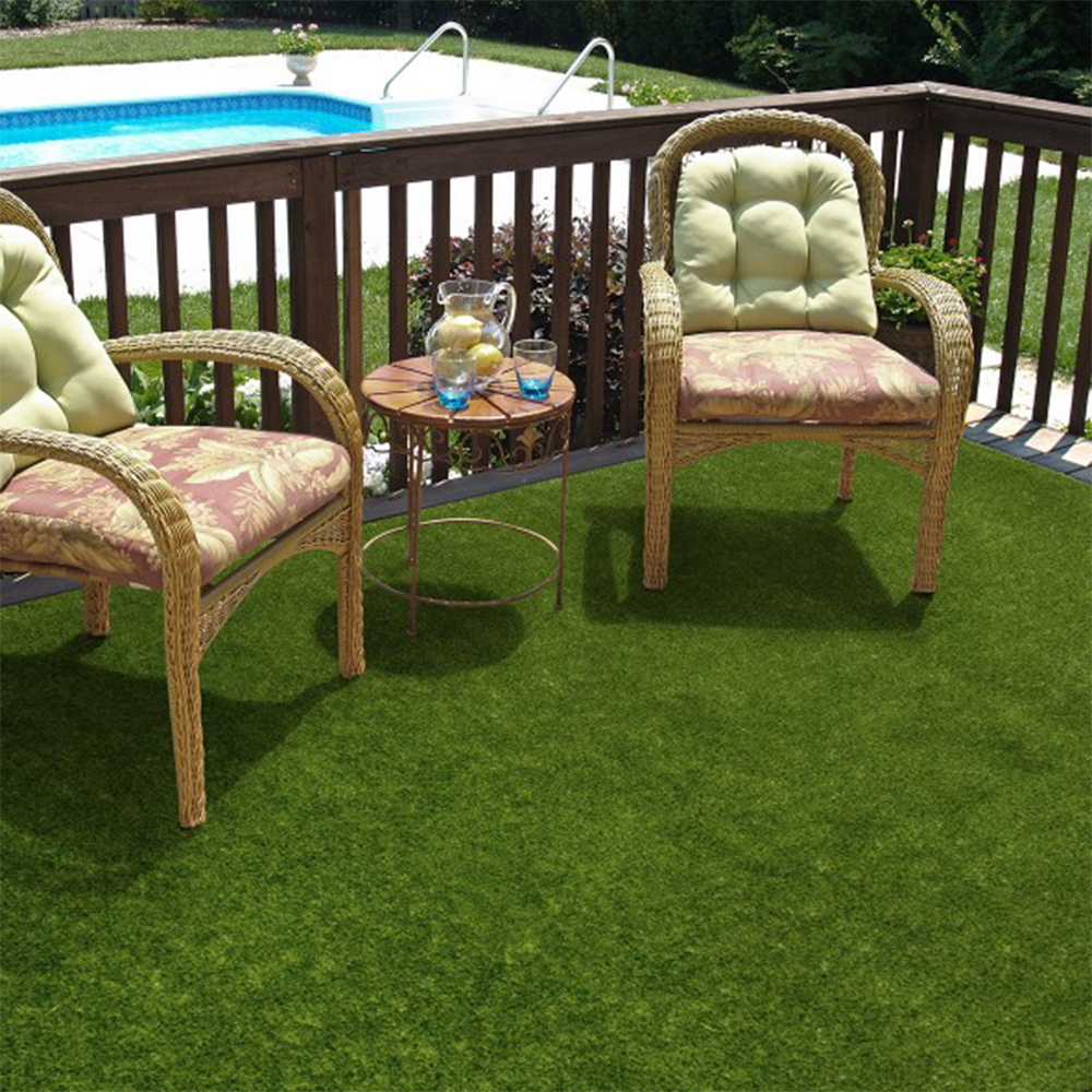 Deck chairs on GreenSpace Artificial Turf Rug Mat 1/2 Inch x 9x12 Ft.