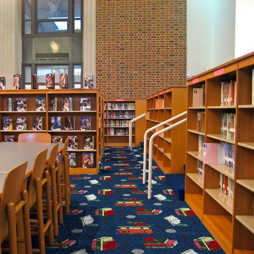blue carpet tiles for libraries or schools