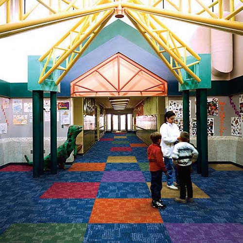 multi colored carpet tiles for educational spaces