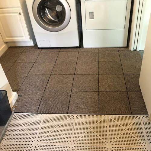 Carpetflex raised carpeting floor tiles