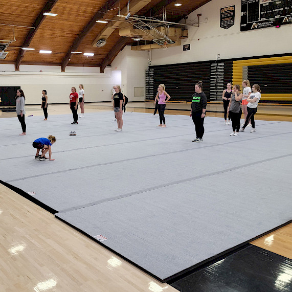 Cheer Mats 6x42 ft x 1-3/8 Inch Gray gym cheer practice