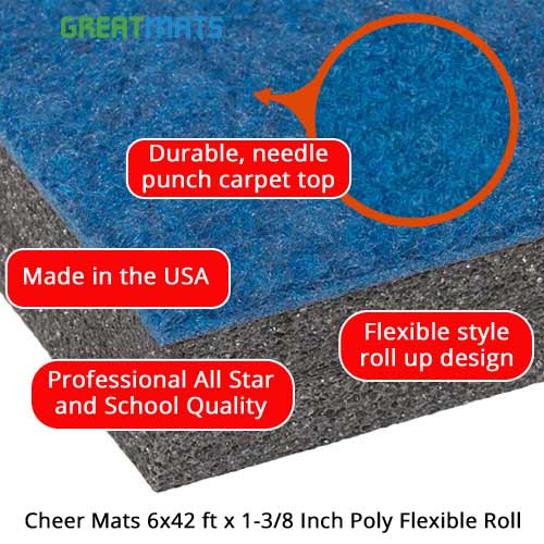 thick cheer mats with foam core and carpet top