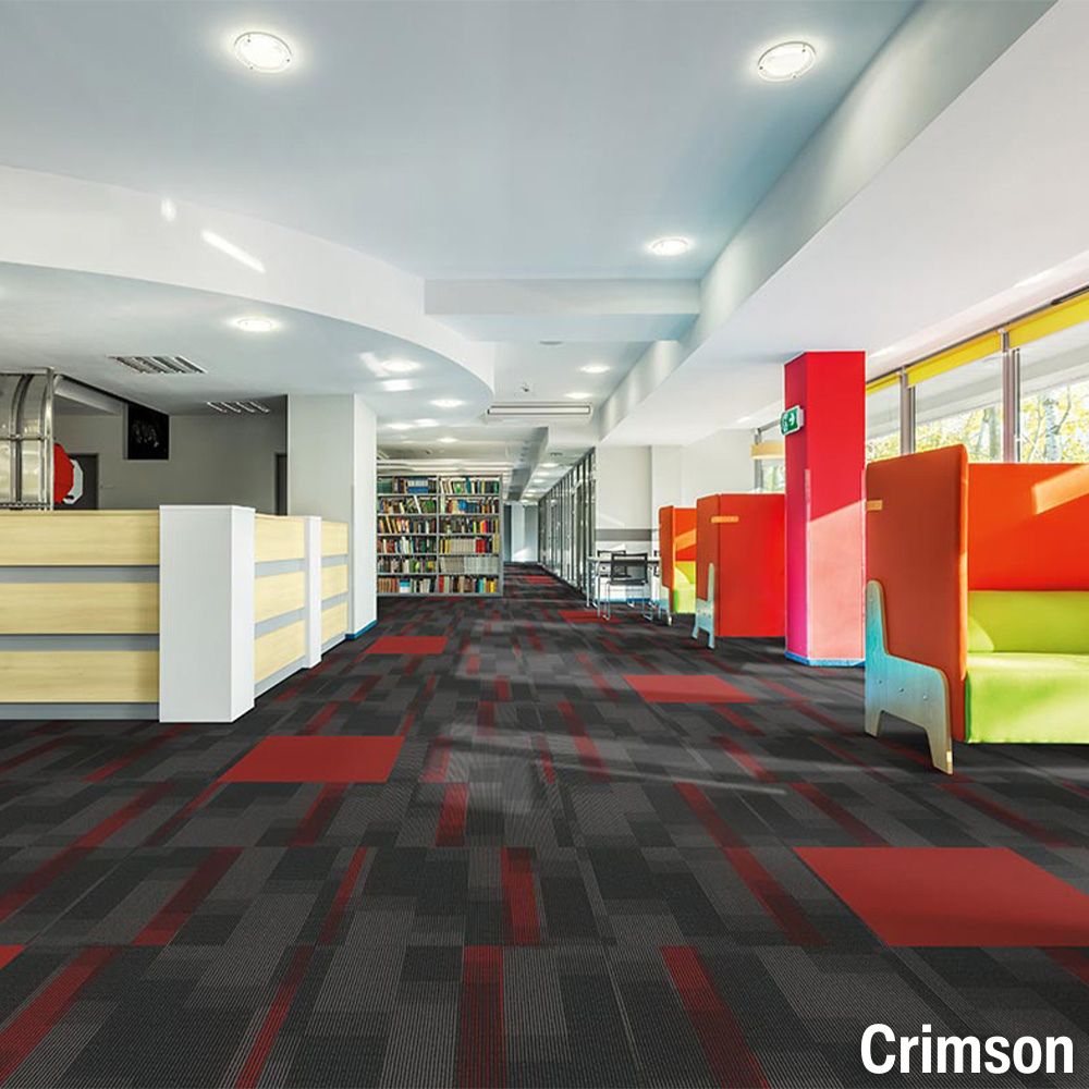 Magnify Commercial Carpet Planks 12x48 inch Carton of 14 Crimson school