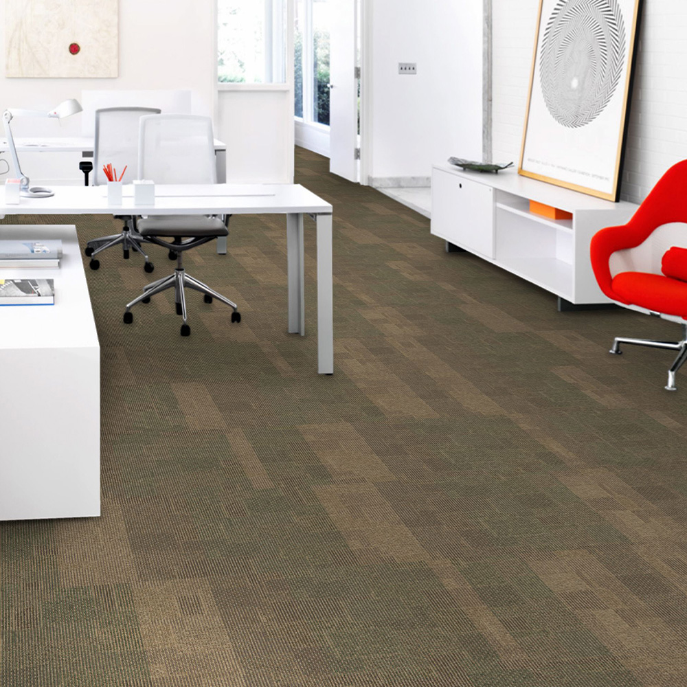 Design Medley II Commercial Carpet Tile 5.9 mm x 24x24 Inches Carton of 18 vertical ashlar install Mixture