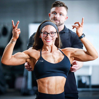 Adam Cayce training Bodybuilding Champion Rachel Heffner