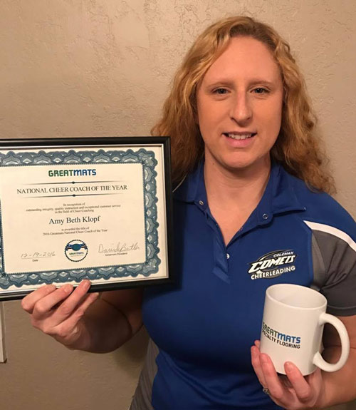 Amy Beth Klopf Greatmats National Cheer Coach of the Year