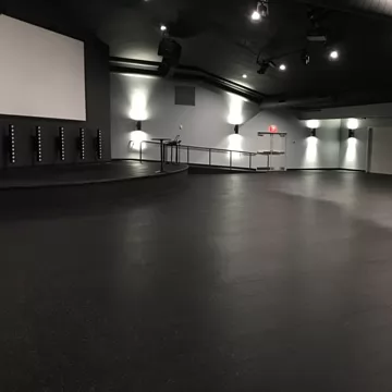 large auditorium using rubber flooring