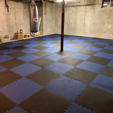 basement exercise area with eva interlocking foam mats