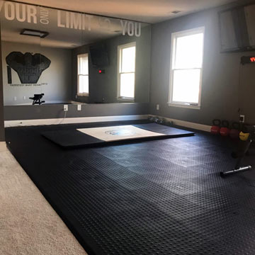 workout room flooring over carpet