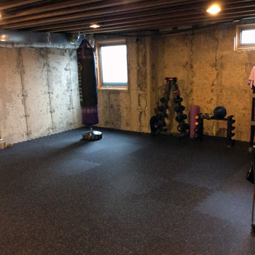 Home gym rubber tiles are resilient flooring