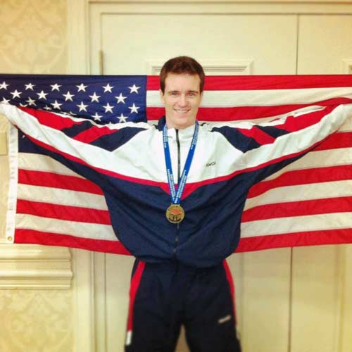 Brett Thomason with American Flag