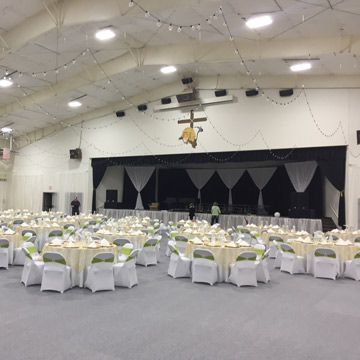 Temporary carpet flooring for gymnasium or auditorium