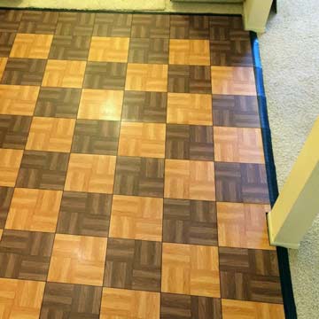 Raised Flooring Tiles on Carpet for Exercise Equipment