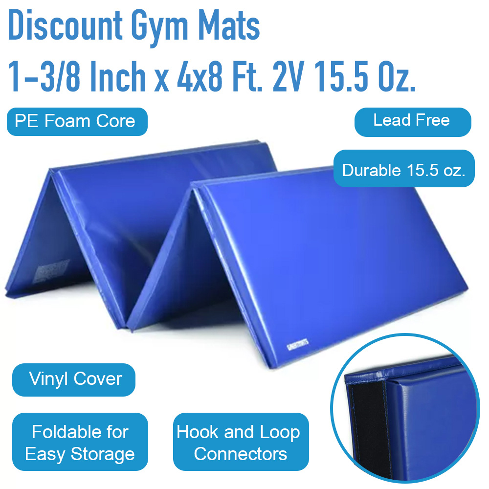 Discount Gym Mats 1-3/8 Inch x 4x8 Ft. 2V 15.5 Oz. infographic