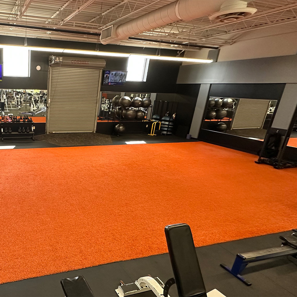 V-Max Artificial Grass Turf orange sled workout room