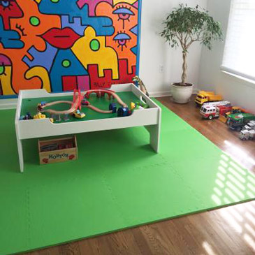 kids game of play room with foam floor