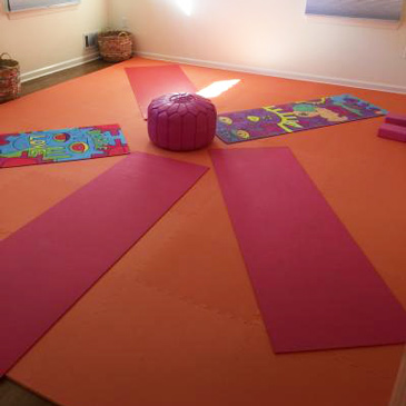 Orange foam floor mats for play room floor